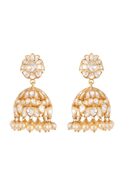 Gold Plated Pearls Jhumki Earrings