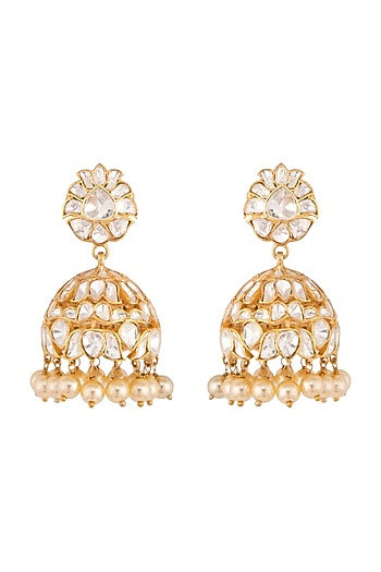 Gold Plated Pearls Jhumki Earrings