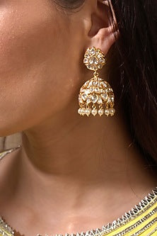 Gold Plated Pearls Jhumki Earrings