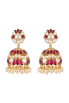 Gold Plated Emerald Jhumki Earrings