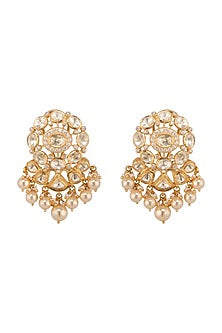Gold Plated Polki & Pearls Jhumki Earrings