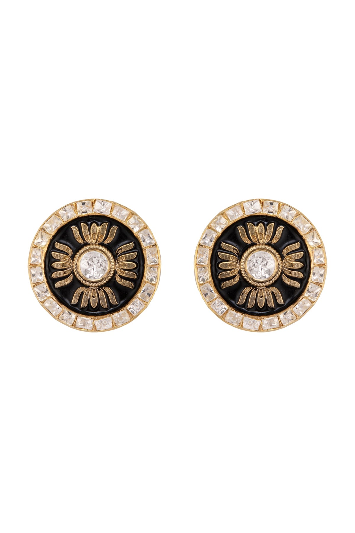 Gold Plated Enamel Stud Earrings