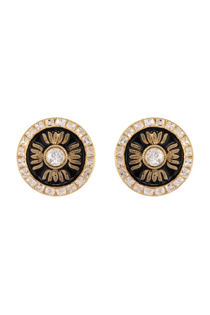 Gold Plated Enamel Stud Earrings