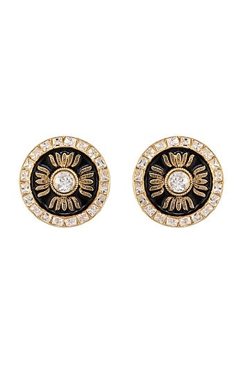 Gold Plated Enamel Stud Earrings