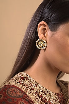 Gold Plated Enamel Stud Earrings