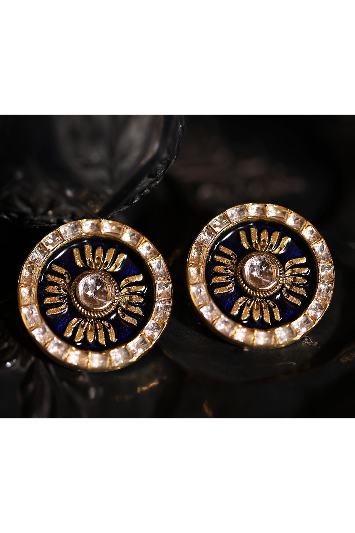 Gold Plated Enamel Stud Earrings