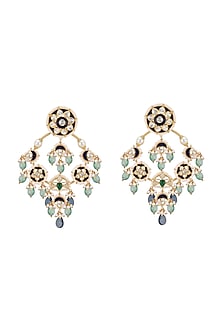 Gold Plated Emerald Chandbali Earrings