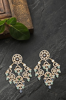 Gold Plated Emerald Chandbali Earrings