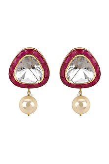 Gold Plated Vellore Polki Stud Earrings