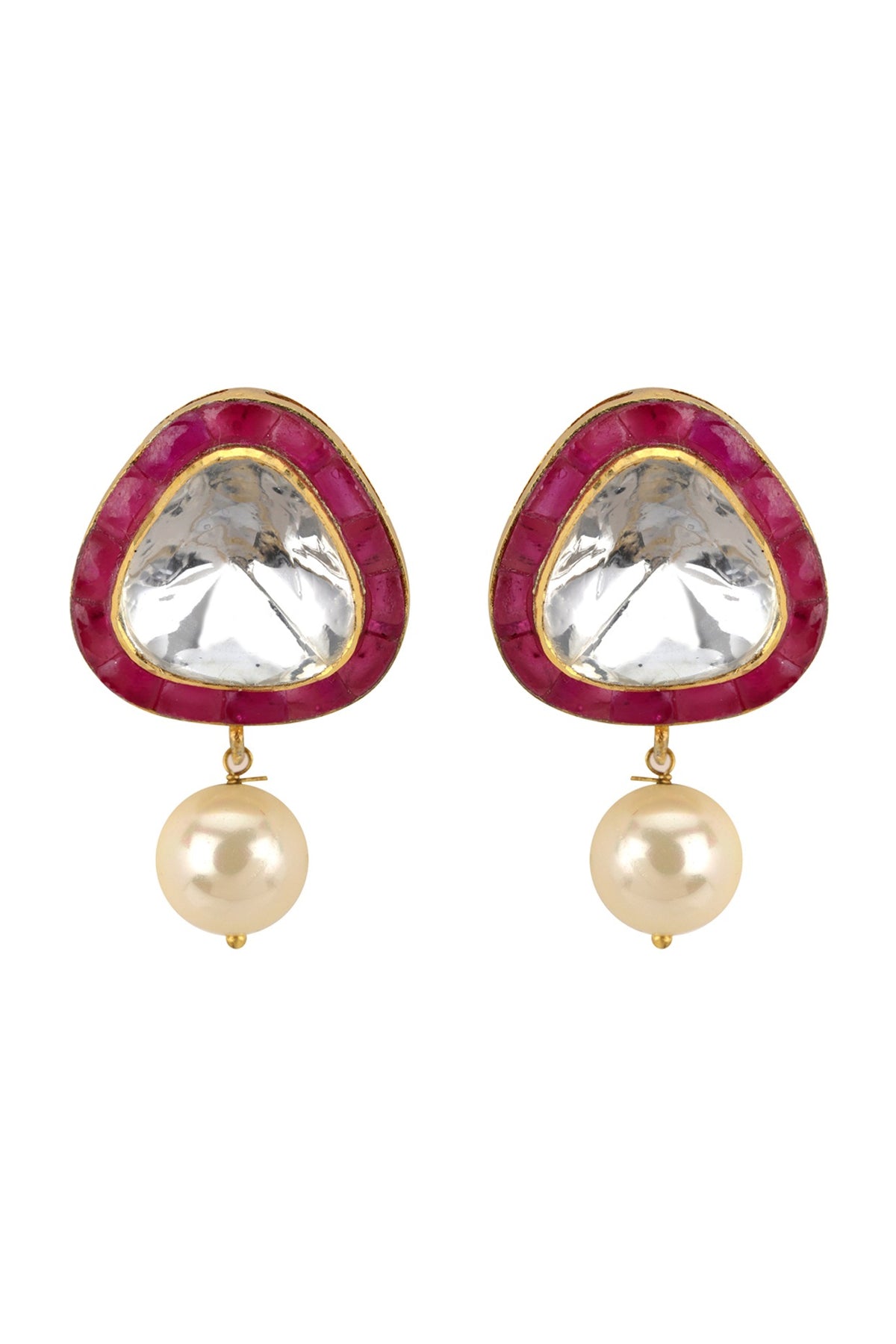 Gold Plated Vellore Polki Stud Earrings