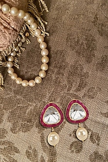 Gold Plated Vellore Polki Stud Earrings