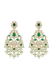 Gold Plated Vellore Polki Chandbali Earrings