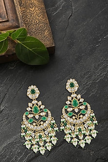 Gold Plated Vellore Polki Chandbali Earrings