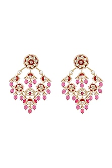 Gold Plated Tourmaline Beads Chandbali Earrings