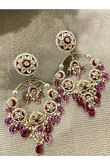 Gold Plated Tourmaline Beads Chandbali Earrings