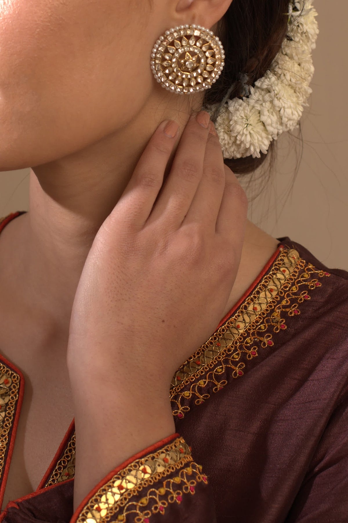 Gold Plated Pearl Stud Earrings