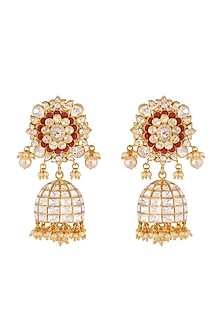 Gold Plated Coral Jhumki Earrings