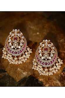 Gold Plated Vellore Polki Stud Earrings