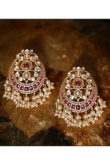 Gold Plated Vellore Polki Stud Earrings