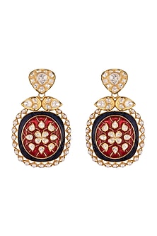 Gold Plated Ruby Dangler Earrings