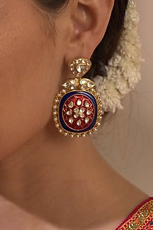 Gold Plated Ruby Dangler Earrings