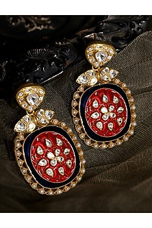 Gold Plated Ruby Dangler Earrings