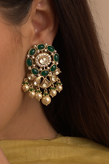 Gold Plated CZ Diamonds Dangler Earrings