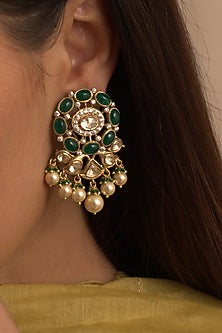 Gold Plated CZ Diamonds Dangler Earrings