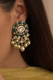 Gold Plated CZ Diamonds Dangler Earrings