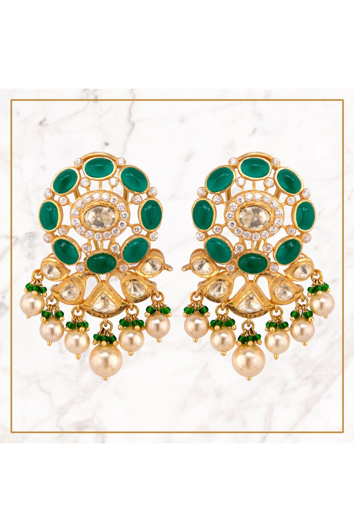 Gold Plated CZ Diamonds Dangler Earrings