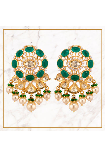 Gold Plated CZ Diamonds Dangler Earrings