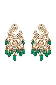 Gold Plated Emeralds Dangler Earrings