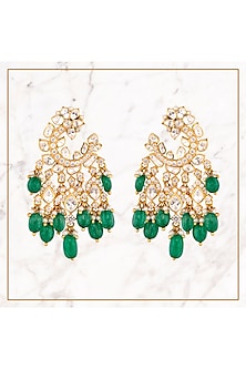 Gold Plated Emeralds Dangler Earrings