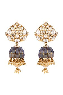 Gold Plated Vellore Polki Jhumka Earrings
