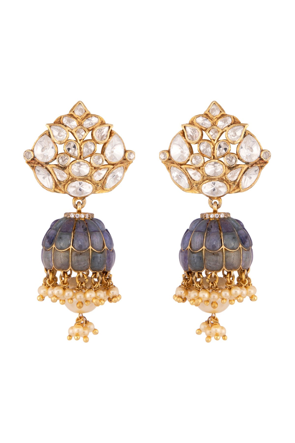 Gold Plated Vellore Polki Jhumka Earrings