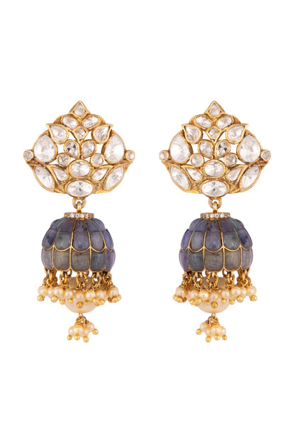 Gold Plated Vellore Polki Jhumka Earrings