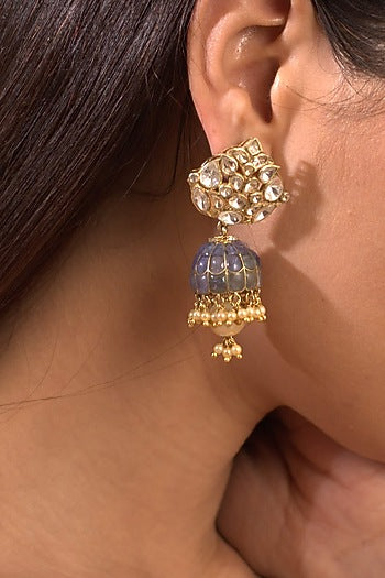 Gold Plated Vellore Polki Jhumka Earrings