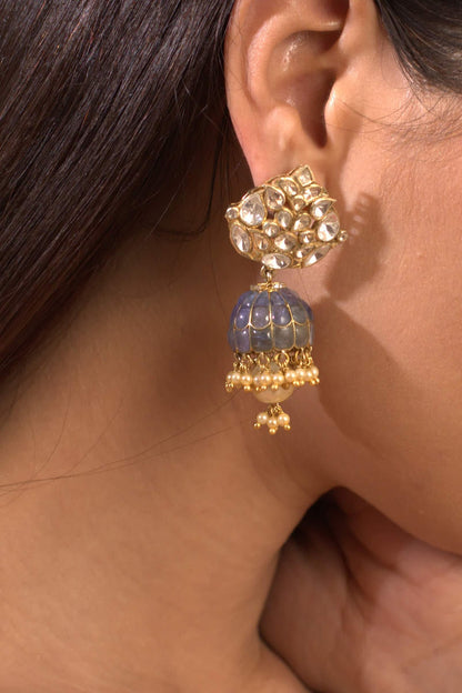 Gold Plated Vellore Polki Jhumka Earrings