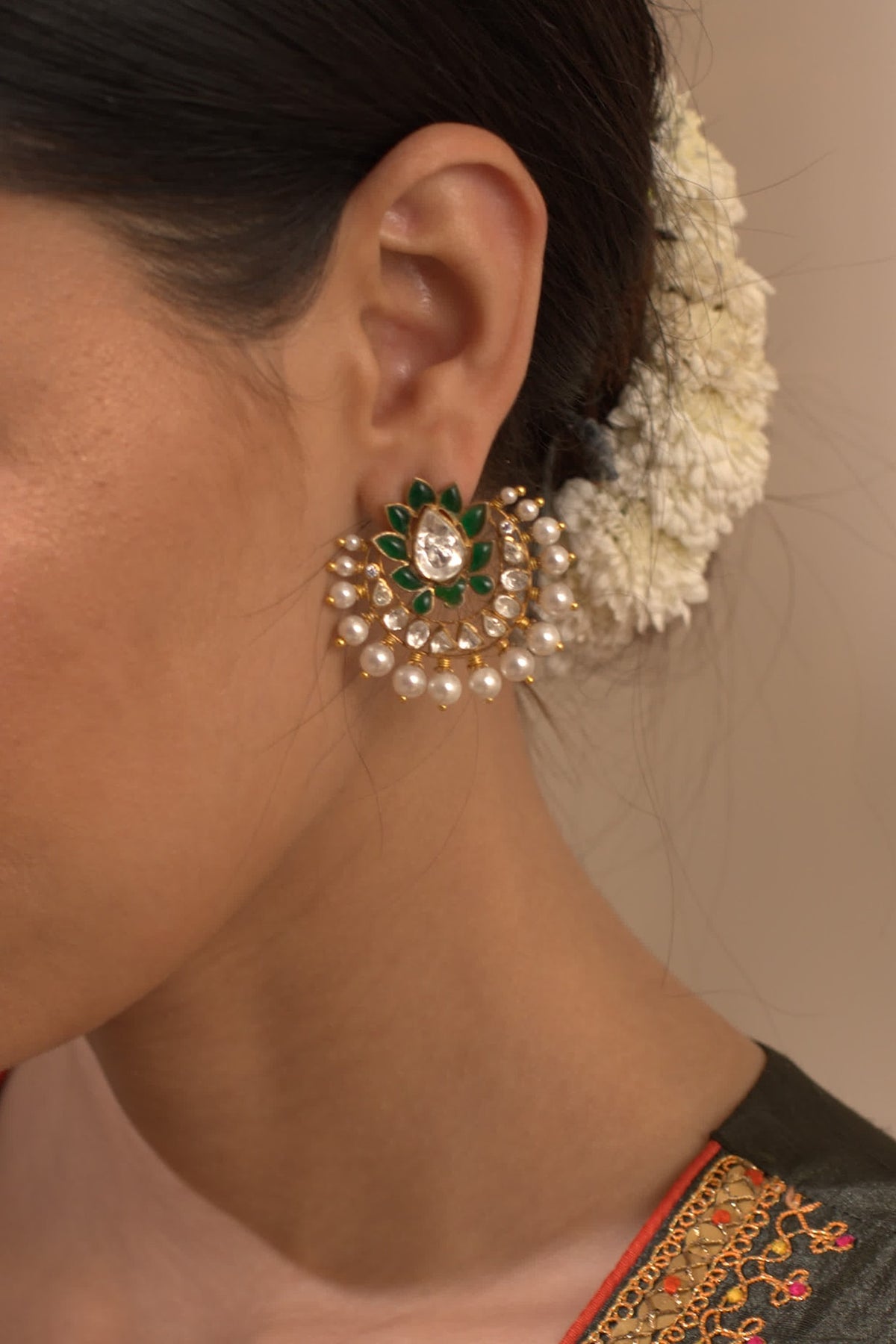 Gold Plated Freshwater Pearls Stud Earrings
