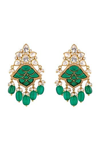 Gold Plated Onyx Dangler Earrings