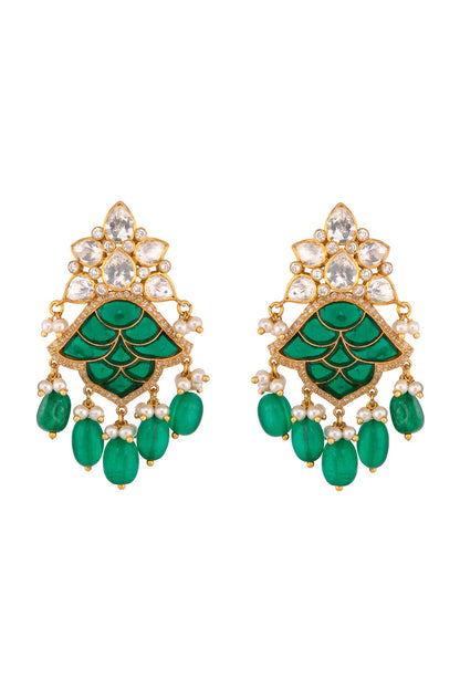 Gold Plated Onyx Dangler Earrings