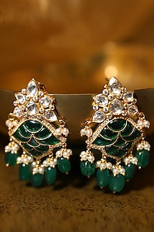 Gold Plated Onyx Dangler Earrings