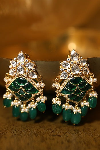 Gold Plated Onyx Dangler Earrings