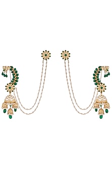 Gold Plated Emeralds Jhumka Earrings