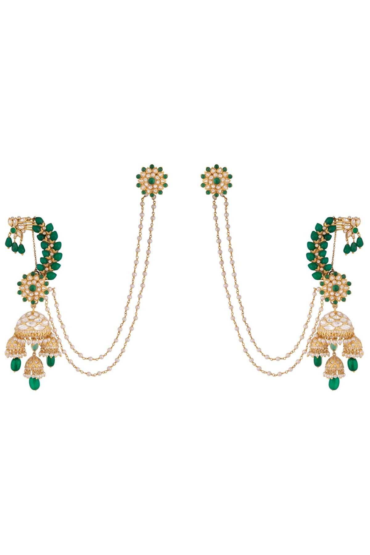 Gold Plated Emeralds Jhumka Earrings