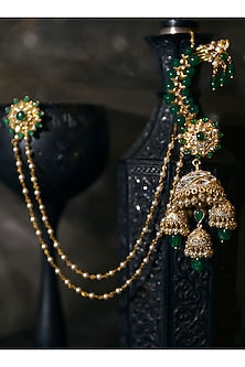 Gold Plated Emeralds Jhumka Earrings