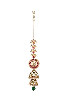Gold Plated Green Enameled Jhumka Earrings