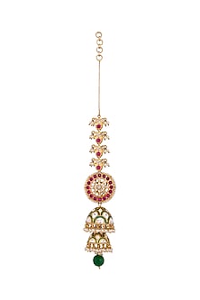 Gold Plated Green Enameled Jhumka Earrings