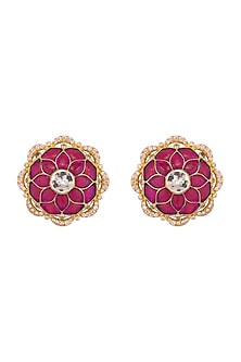 Gold Plated Ruby Stud Earrings
