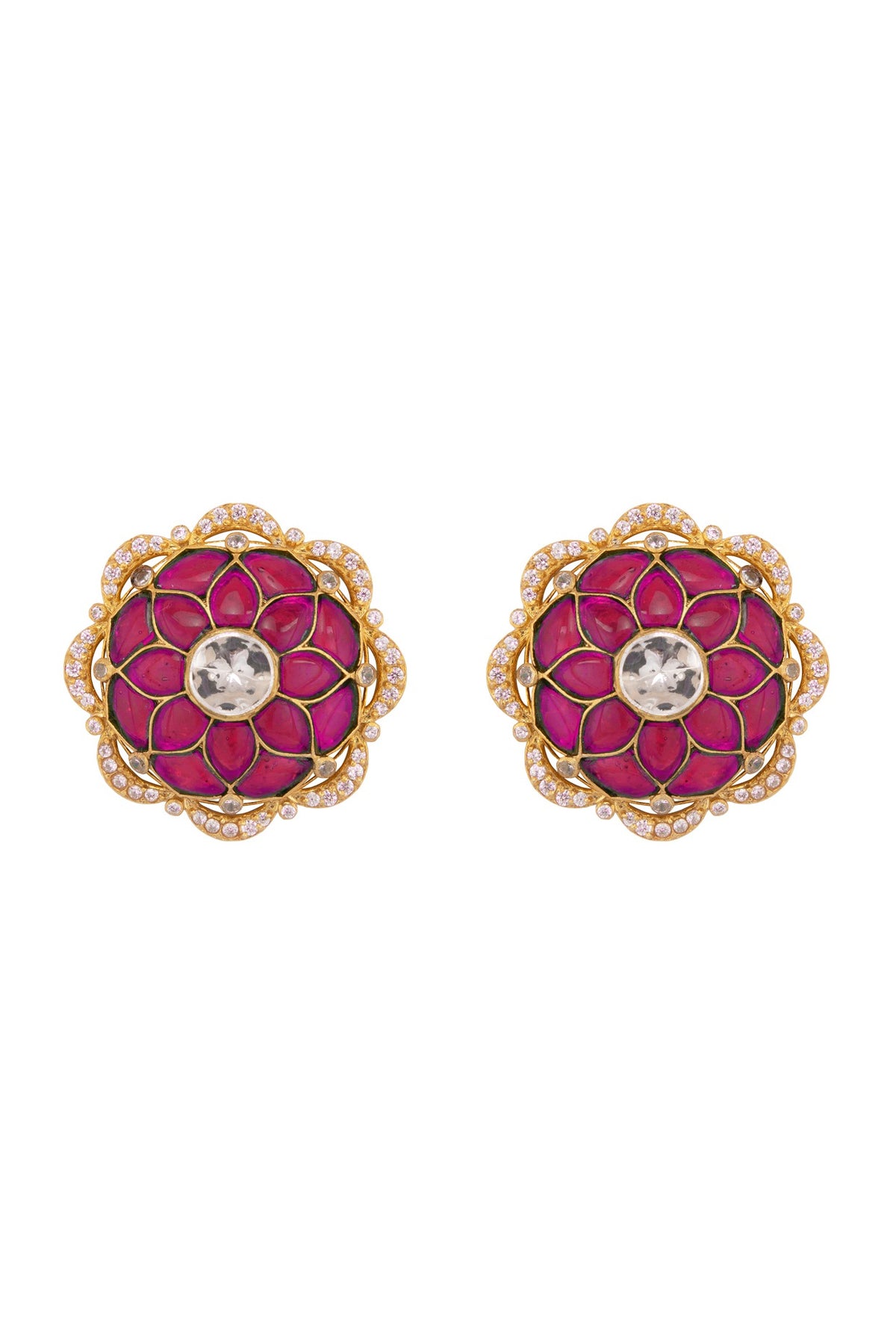 Gold Plated Ruby Stud Earrings